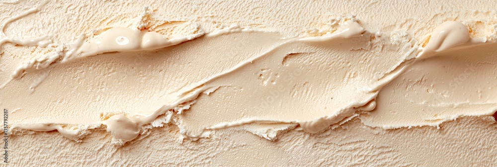 Aufkleber close up texture of creamy caramel ice cream with swirls of sauce and soft lighting creating a rich 