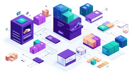 Isometric Illustration of a Complex Supply Chain Network