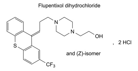 Fototapeta premium Chemical structure of flupentixol dihydrochloride, drug substance