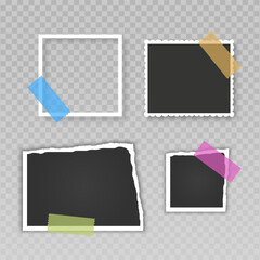Retro photo frames Vintage paper picture frame Realistic blank photo card frame Vector Format