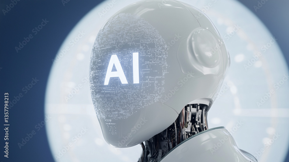 Poster ai robot's gaze: a futuristic robot with 