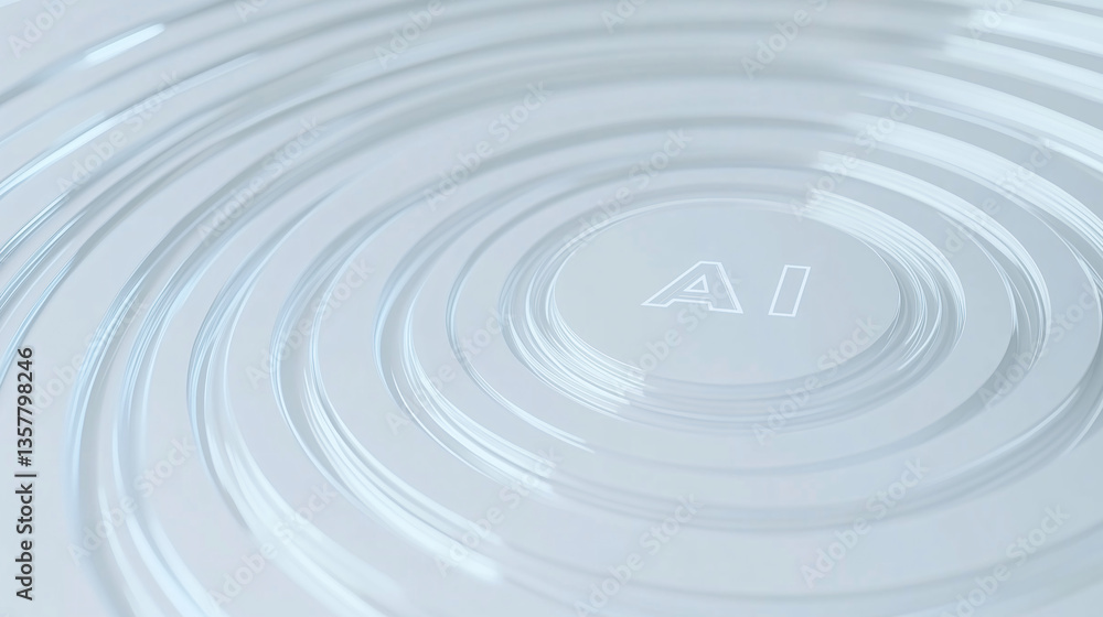 Poster digital ripples: a mesmerizing abstract rendering featuring concentric circles and the embedded lett