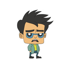 man with a sad face cartoon illustration