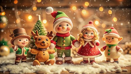 Vintage Christmas Cartoon Characters: Festive Holiday Illustration