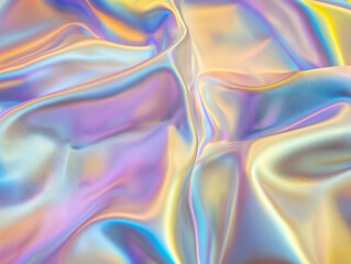 Fototapeta premium Exploring Vibrant Rainbow Light Refraction on a Smooth Holographic Surface With Gentle Shadows