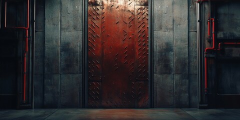 Rusty Metal Door in Industrial Interior