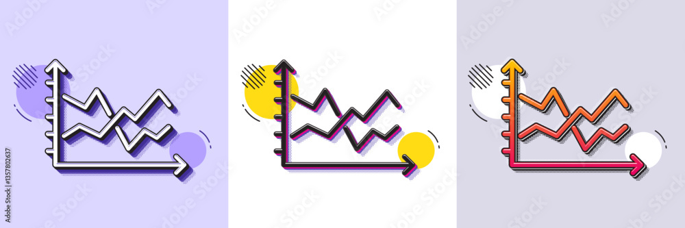 Poster diagram chart line icon. halftone dotted pattern. gradient icon with grain shadow. presentation grap