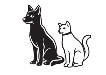 Obraz premium Dog and cat silhouette