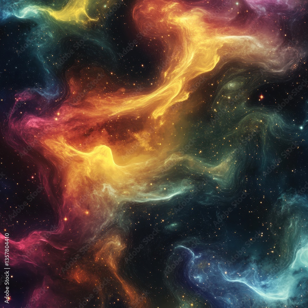 Fototapete vibrant cosmic nebula pattern with swirling star clouds and deep-space gradients in stunning celesti