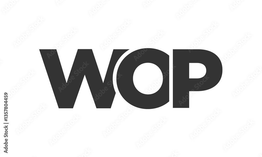 Poster wop logo design template with strong and modern bold text. initial based vector logotype featuring s