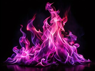 Vintage Purple Pink Abstract Flame Design on Black Background - Elegant Stock Photo