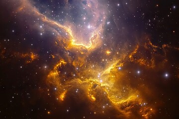 Celestial Nebula Glowing gas and dust clouds in deep space, speckled with stars
