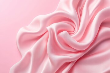 ピンクのシルク生地が美しくたわむ様子を捉えた鮮やかな質感