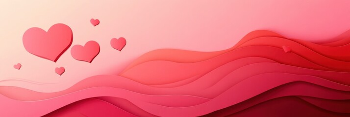 Romantic layered paper cut design with hearts and soft gradients featuring deep textures in red and pink hues Generative AI