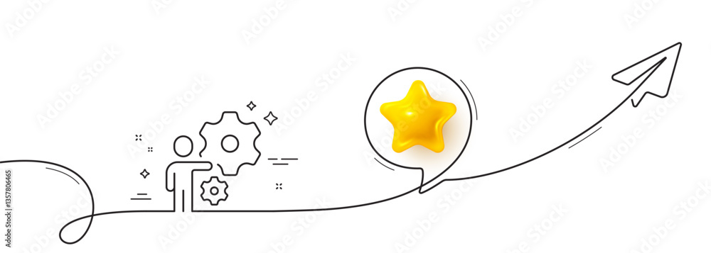 Poster job line icon. continuous line with share plane. business employment sign. man at work symbol. 3d st