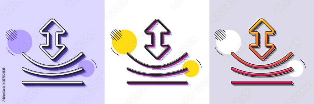 Poster resilience line icon. halftone dotted pattern. gradient icon with grain shadow. elastic material sig