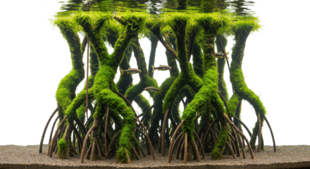 Aquatic Ecosystem Lush Mangrove Roots with Tropical Fish in Vibrant Underwater Scene