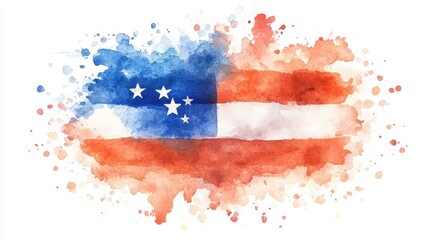 Paraguay Independence Day Watercolor betsy ross flag design with stars and stripes in vibrant red, white, and blue