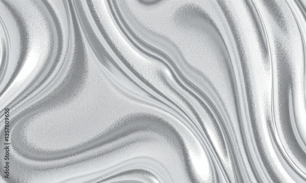 Aufkleber mesmerizing silver liquid texture with smooth, flowing waves that create sense of depth and movement
