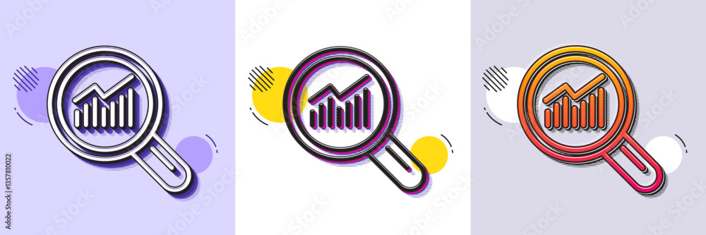 Poster chart line icon. halftone dotted pattern. gradient icon with grain shadow. report graph or sales gro