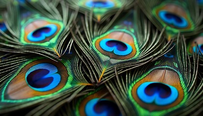 Obraz premium Vibrant close-up of colorful peacock feathers with intricate patterns