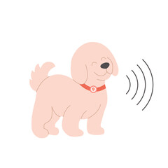 Dog with GPS tracker collar vector illustration