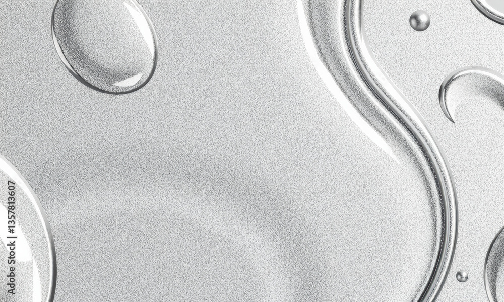 Poster smooth silver liquid texture with glossy droplets creates elegant and modern appearance, perfect for