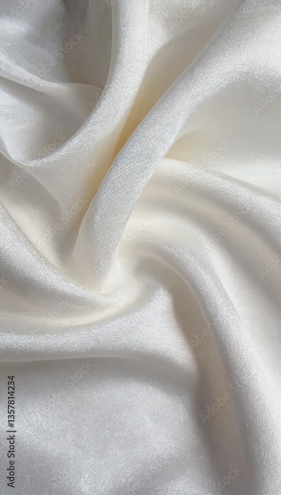 Poster soft white fabric texture with smooth folds and subtle sheen creating an elegant abstract background