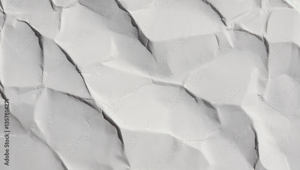 Poster textured white abstract background featuring crumpled paper-like surfaces with sharp shadows for cre