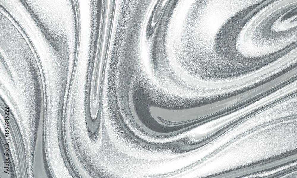 Poster mesmerizing silver liquid texture flows gracefully, creating captivating abstract pattern. smooth, r