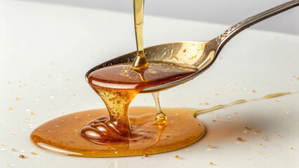 A spoonful of honey dripping in slow motion.