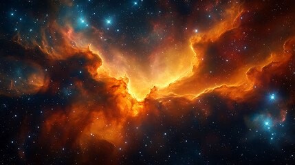 Fototapeta premium Bright cosmic clouds illuminate starry night in a vibrant nebula