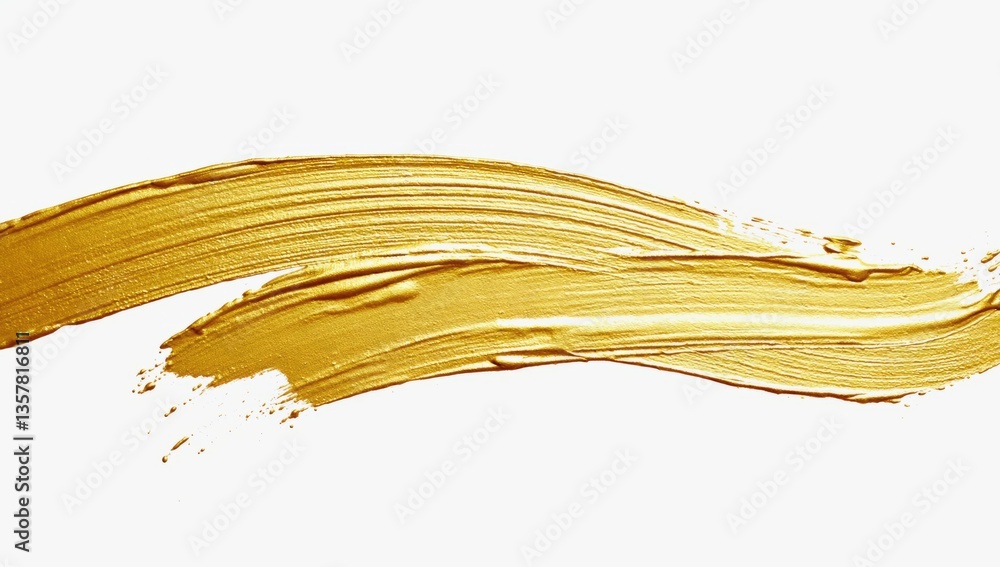 Aufkleber abstract golden brush stroke on a white background creating a striking visual contrast and artistic 