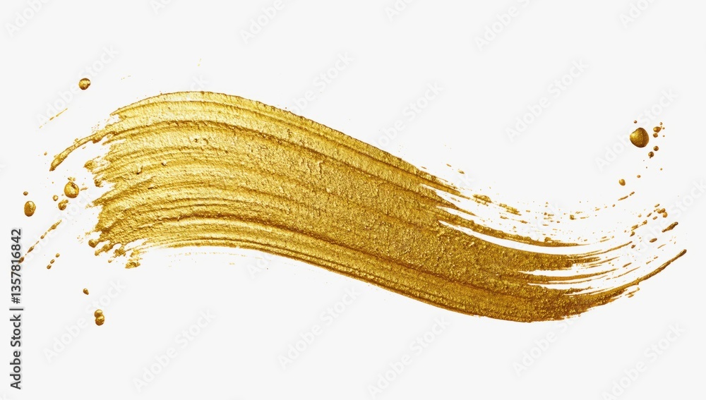 Poster golden brush stroke on a white background showcasing abstract artistic expression and texture in an 