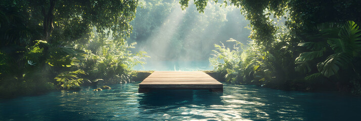 Embrace New Horizons: The Inviting Promise of a Sunlit Springboard Over a Shimmering Waterscape