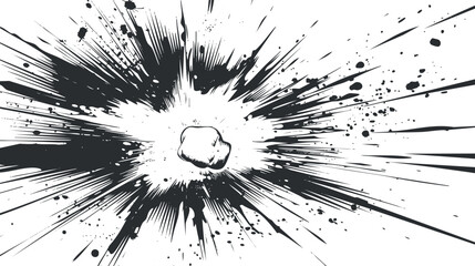 Dynamic black and white abstract ink explosion illustration.