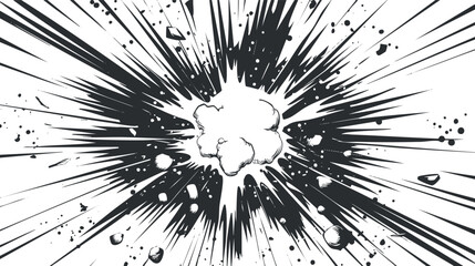 Obraz premium Black and white comic-style explosion illustration with dynamic energy burst.