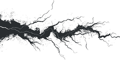 Abstract black lightning bolt pattern on white background.