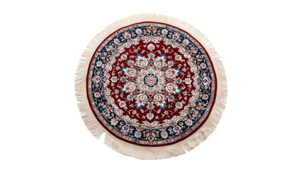 Obraz premium Round oriental rug with intricate floral patterns and fringe on transparent background, transparent background