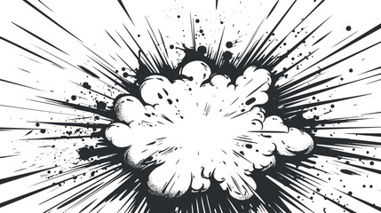 Dynamic black and white explosion comic illustration with energetic burst effect.