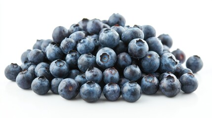 Blueberries on white surface. Generative AI
