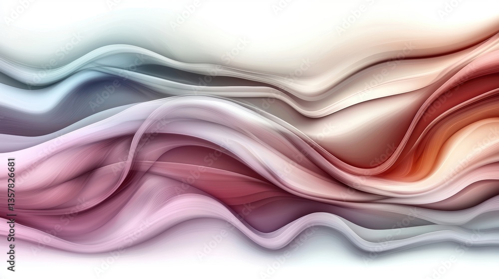 Wall mural abstract waves in soft pastel colors create a fluid and harmonious composition, suitable for backgro
