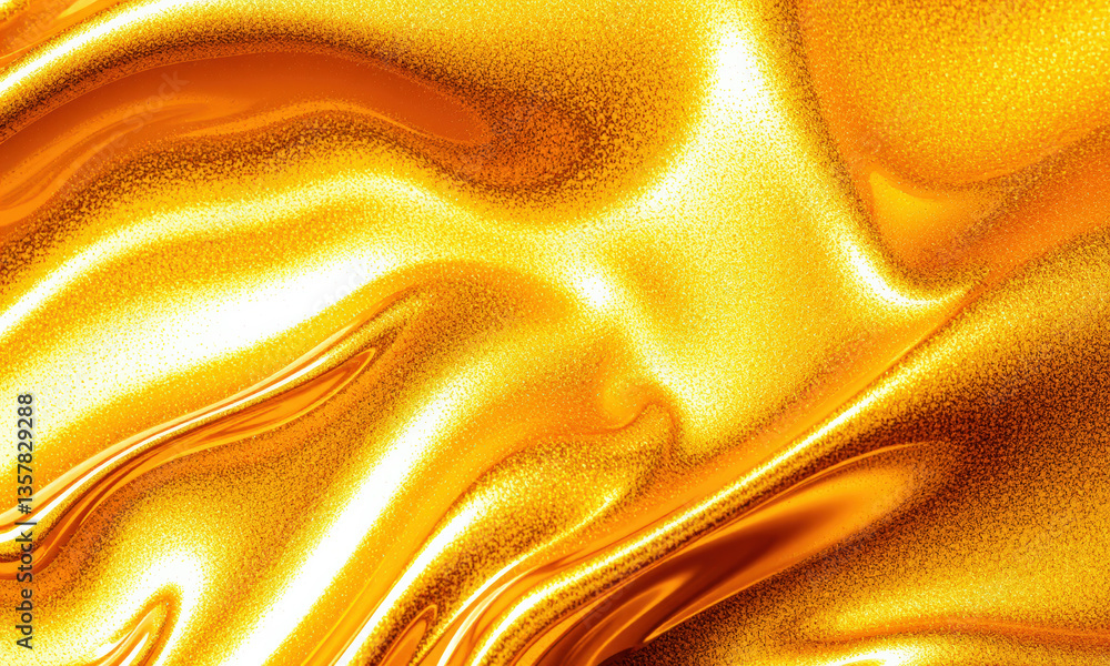 Poster shimmering gold liquid texture creates captivating visual effect, with smooth, flowing patterns that