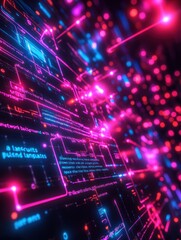 Futuristic AI Neural Network Abstract, selective focus, bokeh