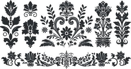 Obraz premium Intricate black and white floral decorative pattern with vintage baroque elements.