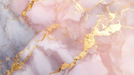 Elegant Veins: A close-up captures the luxurious swirl of pink and gold marble, showcasing the stone's natural beauty and rich textures, perfect for design and decor.