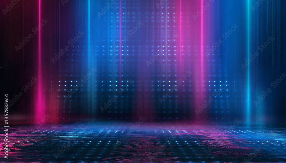 Canvas Prints abstract bright neon background scene with rays, spotlights, multi-colored background.
