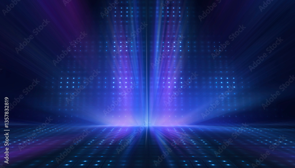 Canvas Prints abstract bright neon background scene with rays, spotlights, multi-colored background.