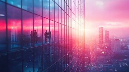 Creative Marketing Team Campaign Performance City Rooftop Business Meeting Urban Environment Elevated View Strategic Insights