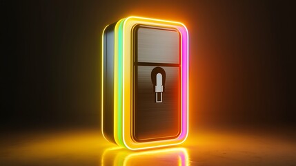 Neon Fridge Design in Dark Background with Colorful Light Effects and Modern Aesthetic Appeal
